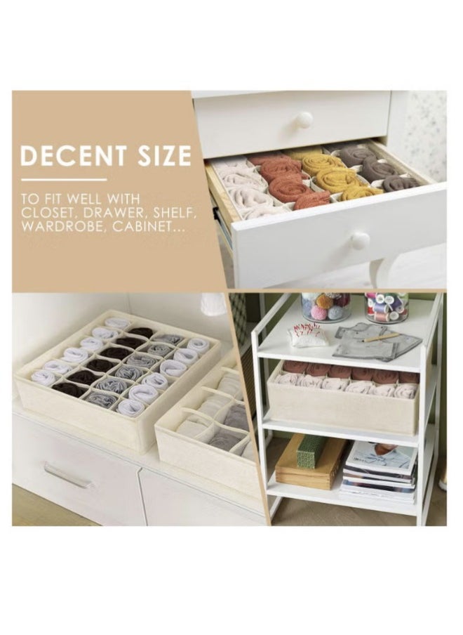 Hanayo 3 Pack Sock Underwear Organizer Dividers, 64 Cell Drawer Organizers Fabric Foldable Cabinet Closet Organizers and Storage Boxes for Storing Socks, Underwear, Ties  - Image 3