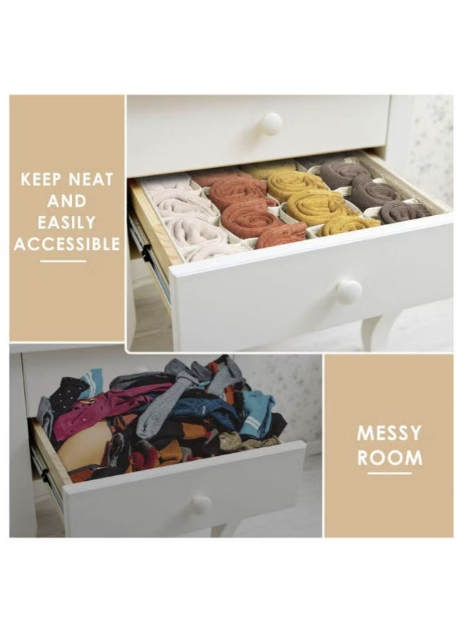 Hanayo 3 Pack Sock Underwear Organizer Dividers, 64 Cell Drawer Organizers Fabric Foldable Cabinet Closet Organizers and Storage Boxes for Storing Socks, Underwear, Ties  - Image 5