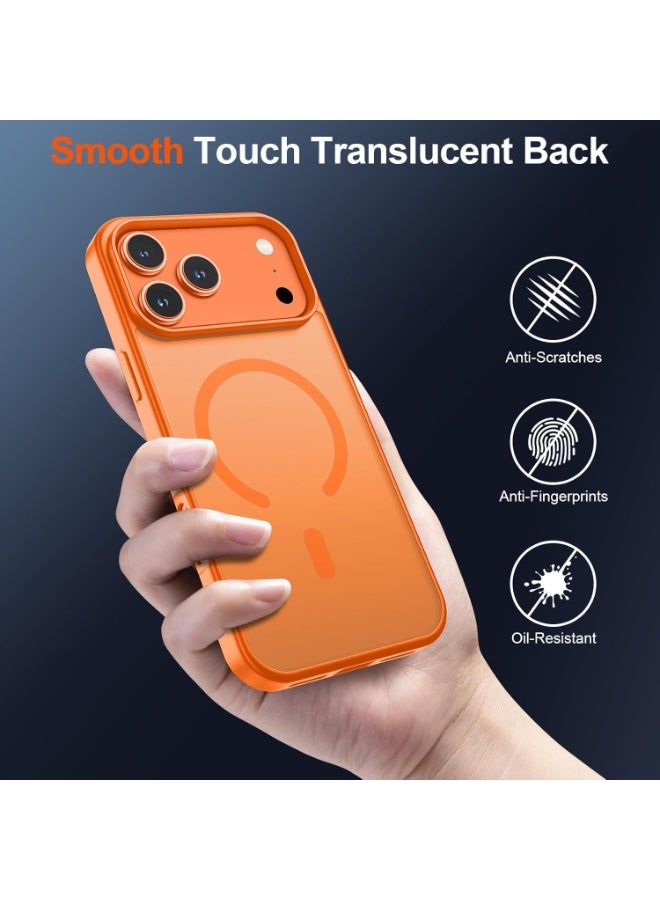 أكاليكس جراب مغناطيسي غير لامع لهاتف آيفون 17 برو، متوافق مع ماج سيف، غطاء فاخر مطلي، جراب حماية للهاتف مقاوم للصدمات مصنوع من مادة TPU الناعمة غير اللامعة | برتقالي - Image 4