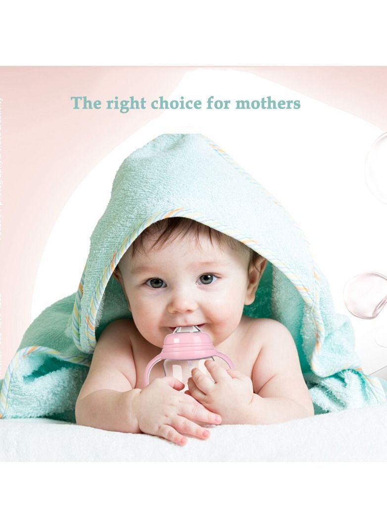 Y&D Straw Cup for Toddlers, 270ML No-Spill Sippy Cups with Weighted Straw, Spill Proof Training Toddler With Handle Baby Cartoon Leak-proof Water 6 Months+ Cute Cat Head Bady Bottle (Pink) - Image 2