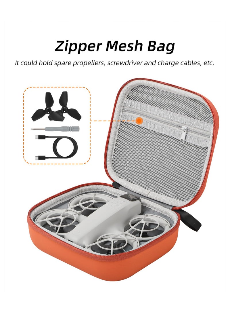 Travel Carrying Case for DJI Neo Hard Mini Storage Case Carry Bag Neo Drone Body Case Waterproof PU Leather EVA Protective Cover Shell Portable Organizer with Carabiner Accessories (Black)  - Image 4