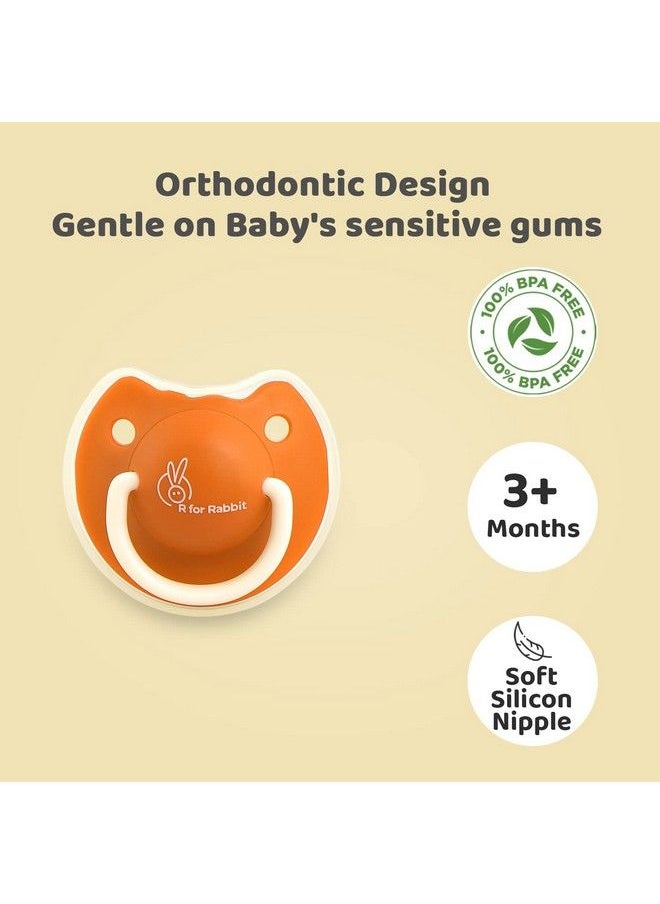 R for Rabbit Baby Tusky Pacifier Ultra Light Soft Silicone Nipple Orthodontic Design Bpa Free For Kids Of 6 Months +;Large;Orange  - Image 4