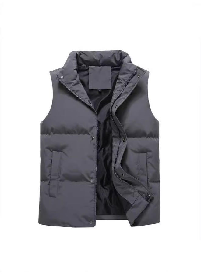سترة رجالية خريف شتاء داون قطن بدون أكمام سترة رجالية فضفاضة شتاء أنيق سميك outer wear صديرة - Image 5