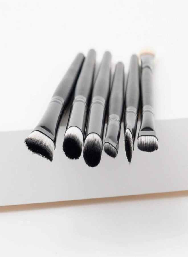 Digital Shoppy Soft Cosmetic Eye Shadow Eyeliner Eyebrow Makeup Brush Kit Set (Black) - Pack of 6 Pieces - Image 3