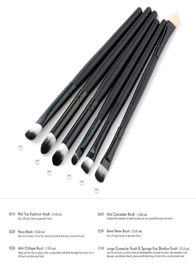 Digital Shoppy Soft Cosmetic Eye Shadow Eyeliner Eyebrow Makeup Brush Kit Set (Black) - Pack of 6 Pieces - Image 4