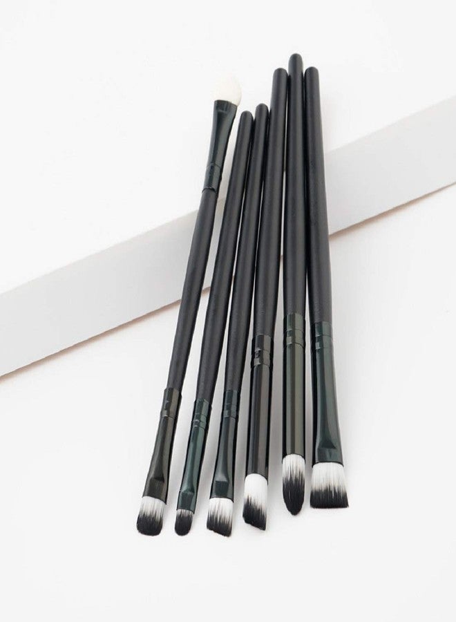 Digital Shoppy Soft Cosmetic Eye Shadow Eyeliner Eyebrow Makeup Brush Kit Set (Black) - Pack of 6 Pieces - Image 2
