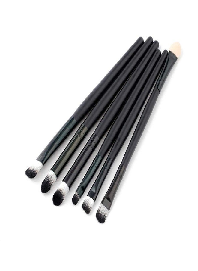 Digital Shoppy Soft Cosmetic Eye Shadow Eyeliner Eyebrow Makeup Brush Kit Set (Black) - Pack of 6 Pieces - Image 1