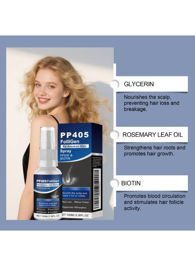 PP405 2-PACKS Hair Growth and Root Strengthening Spray, Plant-based Formula, Activates Hair Follicles, Prevents Hair Loss and Promotes Hair Growth 100ml*2 - Image 5
