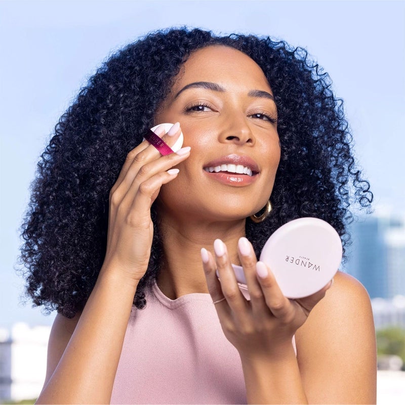 Wander Beauty Wanderlust Powder Foundation - Deep - Blurs and Evens Skin Tone - Perfects and Hydrates With Hyaluronic Acid, Aloe, Honeysuckle, & Vitamin E - Lightweight, Buildable Coverage - 0.31 oz - Image 3