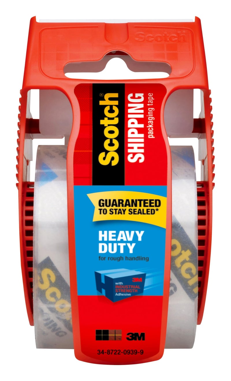 Scotch Brand Heavy Duty Shipping Packaging Tape, 1 Roll with Dispenser, 1.88" x 22.2 Yards, 1.5" Core, Great for Packing, Shipping & Moving, Clear (142) - Image 1