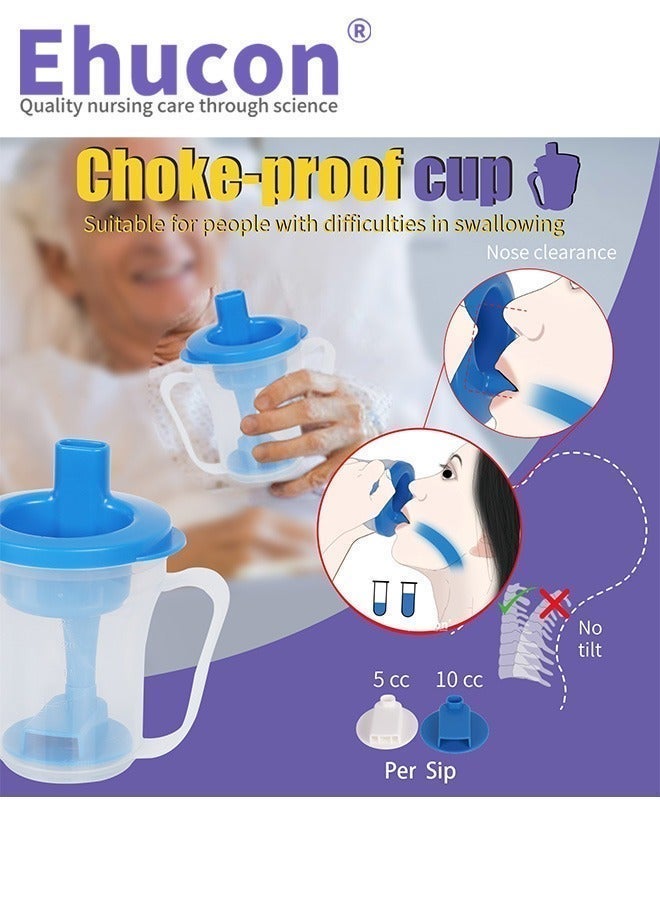 Ehucon Senior Safety Sip Cup - Swallowing Solution for the Elderly | 225ml Capacity, Adjustable 5ml/10ml Flow | 1 Unit | Eliminates Need for Thickeners | No.1 Recommended in Nursing Homes Worldwide | Prevents Choking & Promotes Safe Hydration - Image 3