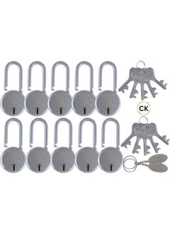 Foora Foora Small Lock and Keys Long Neck Shackle Door Lock for Home Shop Same Key for Multiple Lock 10 Padlock 10 Same Key Lock Set Common Key Lock Set of 10 Silver Finish  - Image 1