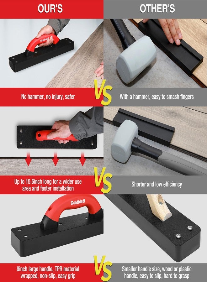جولدبلات كتلة تثبيت من جولد بلات لأرضيات الفينيل، أداة تركيب أرضيات متينة بدون مطرقة بمقبض ناعم كبير مقاس 9 بوصات لتثبيت الأرضيات الخشبية الرقائقية أو الخشبية الصلبة أو LVP أو LVT أو الخشبية الهندسية - Image 4