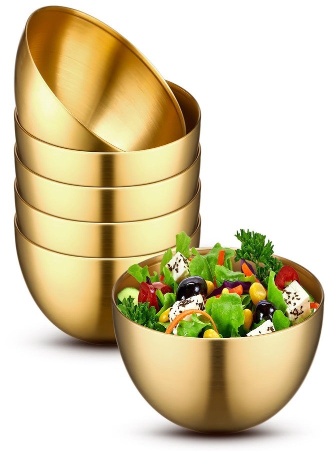 نوجو مجموعة نوجو من 6 أوعية خلط ذهبية من الفولاذ المقاوم للصدأ للحبوب والأرز والمعكرونة والوجبات الخفيفة والفواكه والمقبلات والطبخ والخبز والتقديم (7.9 بوصة) - Image 1