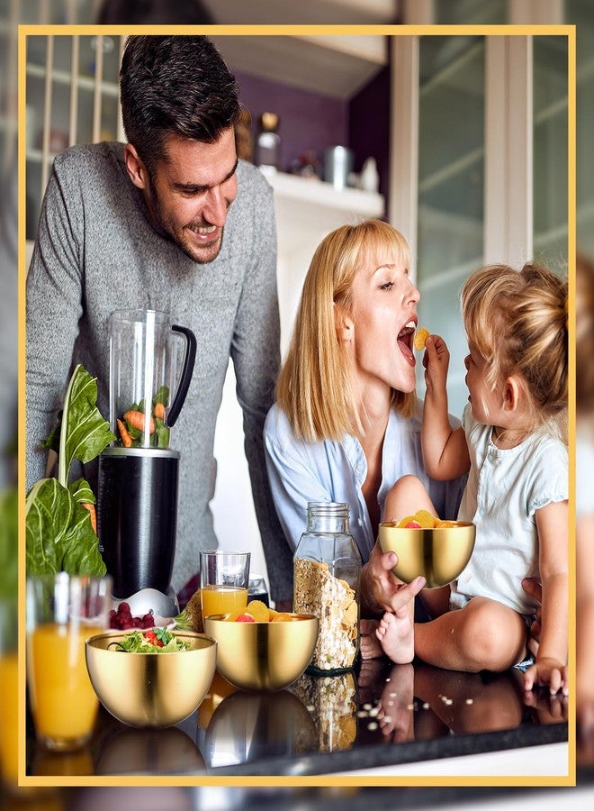 نوجو مجموعة نوجو من 6 أوعية خلط ذهبية من الفولاذ المقاوم للصدأ للحبوب والأرز والمعكرونة والوجبات الخفيفة والفواكه والمقبلات والطبخ والخبز والتقديم (7.9 بوصة) - Image 4