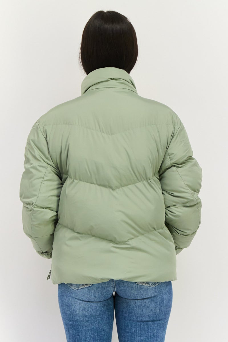 Asos Design Women Solid Puffer Jacket, Sage Green - Image 3