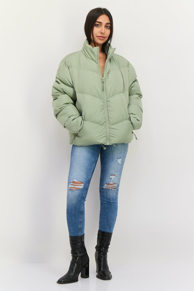 Asos Design Women Solid Puffer Jacket, Sage Green - Image 4