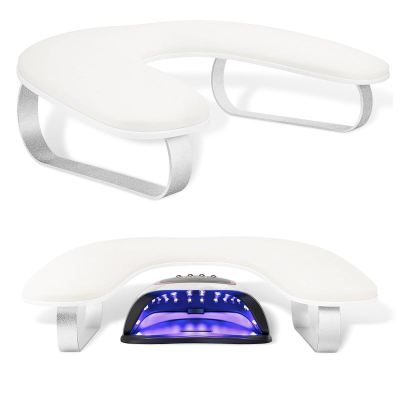 AONOLOVO Arm Rest for Nails Tech 10Â° Inclined, U-Shaped Nail Hand Rest Manicure Arm Rest Stand with Silver Aluminum Alloy Holder Non-slip - Image 1
