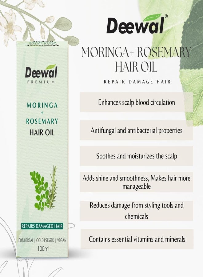 ديوال زيت ديوال للشعر بالمورينجا وإكليل الجبل | زيت عشبي لإصلاح الشعر التالف | مستخلص للتحكم في تساقط الشعر وتحفيز نموه الطبيعي | نباتي ومعصور على البارد | تركيبة طبيعية 100% - Image 2