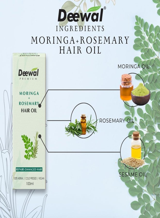 ديوال زيت ديوال للشعر بالمورينجا وإكليل الجبل | زيت عشبي لإصلاح الشعر التالف | مستخلص للتحكم في تساقط الشعر وتحفيز نموه الطبيعي | نباتي ومعصور على البارد | تركيبة طبيعية 100% - Image 4
