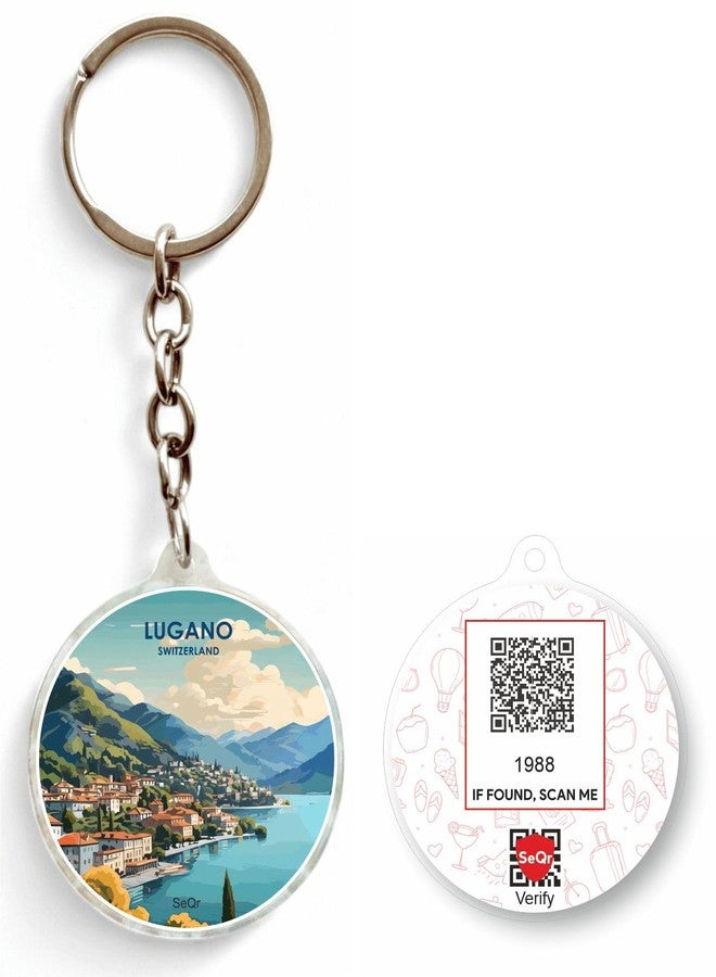 SeQR Lost and Found SWITZERLAND Souvenir Keychain Smart QR Tag for Travel, Bag, Stroller, Luggage Acrylic Digital ID Keychain for Safety and Return - Image 1