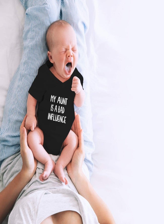 CBTwear My Aunt Is A Bad Influence - Baby Clothes - Funny Newborn Bodysuit Outfits for Boys and Girls (6 Months, Black) - Image 2