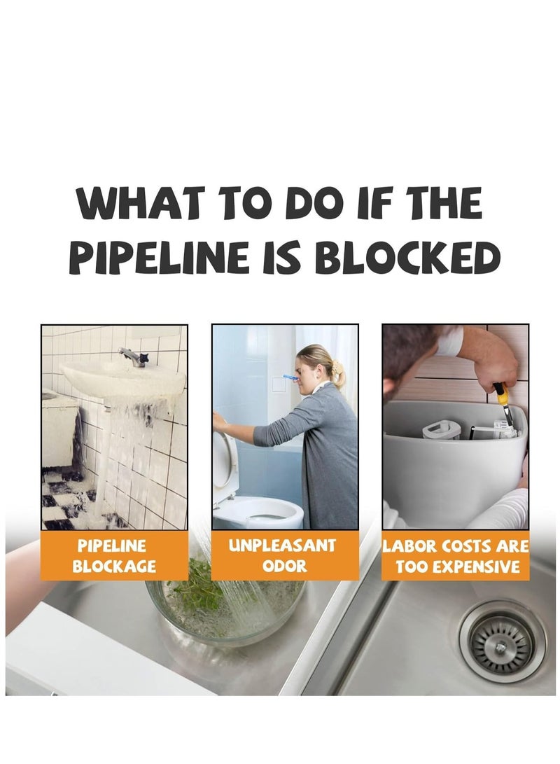 Zikra Drain Cleaner Powerful Pipe Dredge Agent Kitchen Excavator Foaming Toilet Roll Tape Lint Remover, for Bathroom Basins Drains 100 G / 3.53 OZ - Image 5