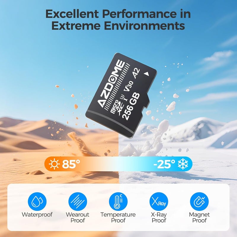 AZDOME 256GB Micro SD Card microSDXC Memory Card for M550 Max, GS63H Pro, PG17 Max, PG17 Pro Dash Cam Full HD & 4K UHD, U3, A2, V30 - Image 4