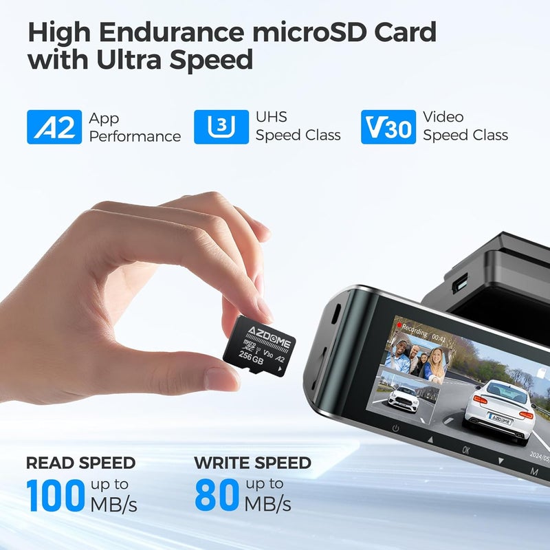 AZDOME 256GB Micro SD Card microSDXC Memory Card for M550 Max, GS63H Pro, PG17 Max, PG17 Pro Dash Cam Full HD & 4K UHD, U3, A2, V30 - Image 2