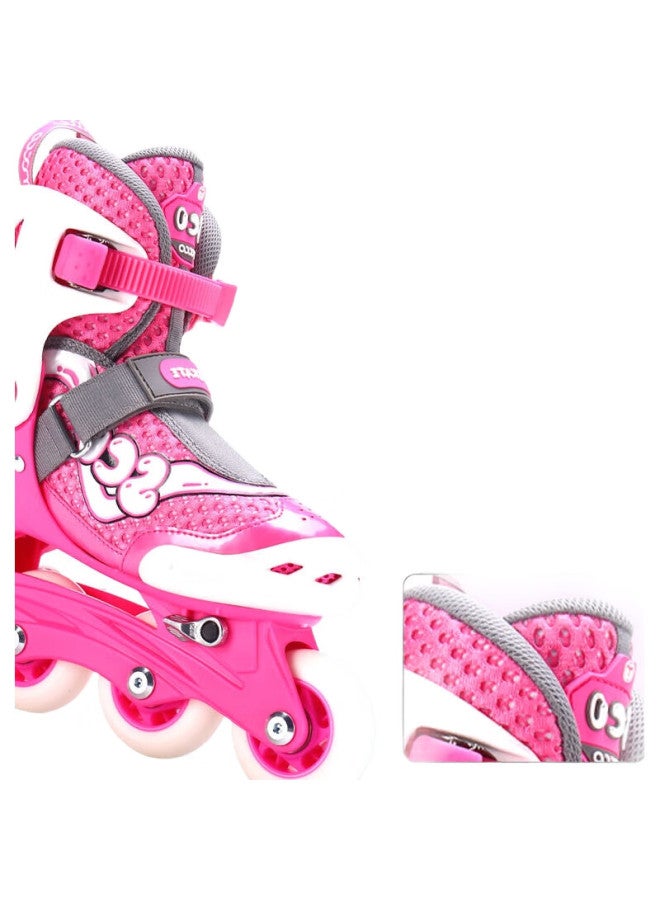 Meter high Migao Roller Skates Set For Children, Girls' Complete Inline Skating Set, Adjustable Inline Wheels Sc0 Upgraded Version, Pink, Size S - Image 2
