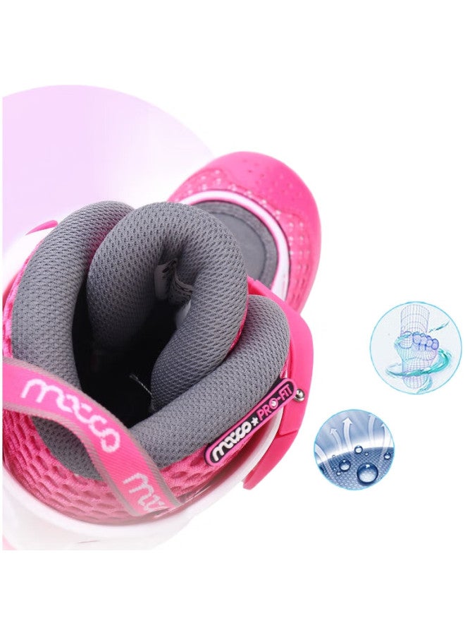 Meter high Migao Roller Skates Set For Children, Girls' Complete Inline Skating Set, Adjustable Inline Wheels Sc0 Upgraded Version, Pink, Size S - Image 3