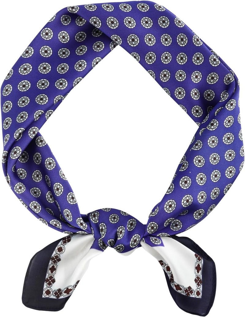 GERINLY Vintage Silk Feel Square Scarf for Men Satin Bandana Tiny Pattern Print Neckerchief Geometry Head Scarf Fashion - Image 1