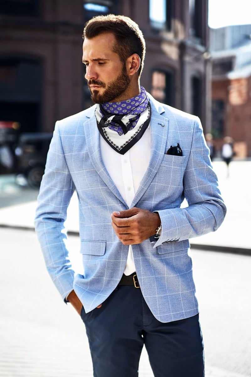 GERINLY Vintage Silk Feel Square Scarf for Men Satin Bandana Tiny Pattern Print Neckerchief Geometry Head Scarf Fashion - Image 4