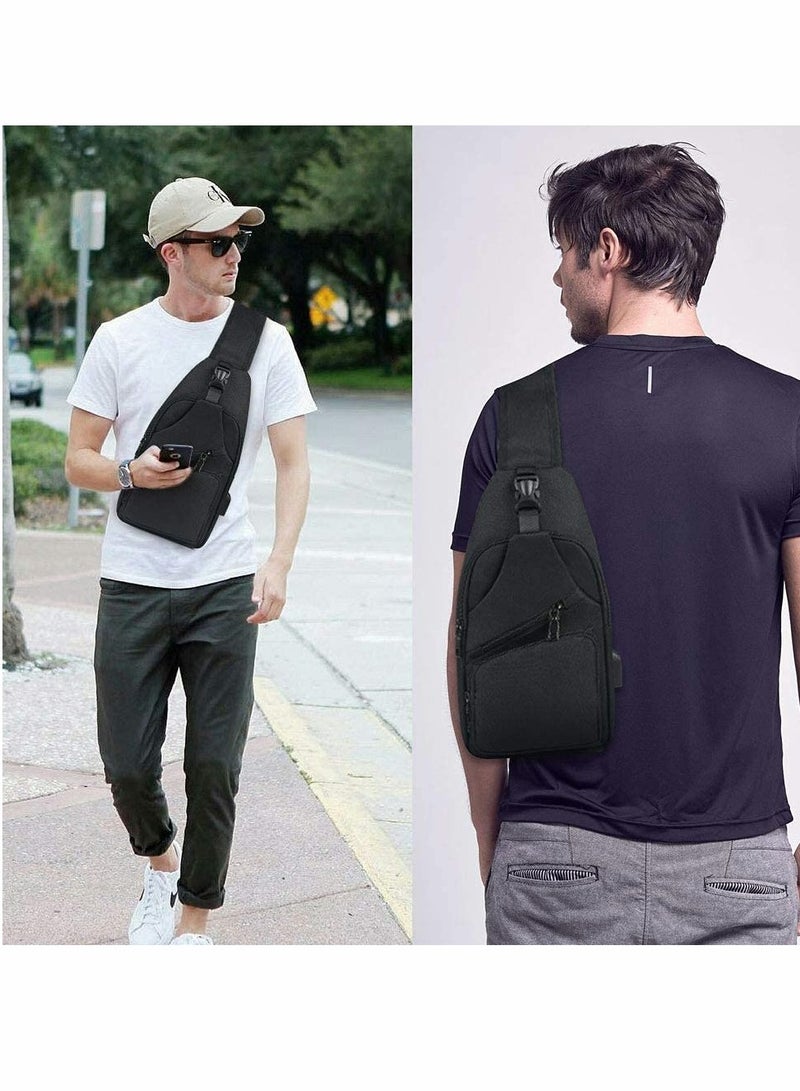 Sling Bag, Chest Bag with USB Charging Port, Men Women Lightweight Crossbody For Hiking,Cycling, Traveling - Image 3