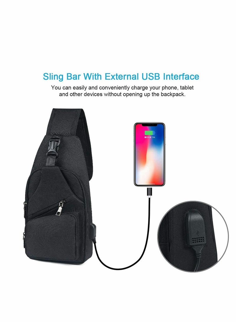 Sling Bag, Chest Bag with USB Charging Port, Men Women Lightweight Crossbody For Hiking,Cycling, Traveling - Image 4