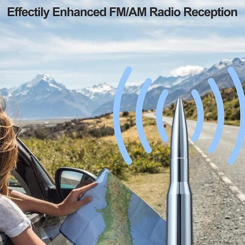 CZSWCH 50 Cal Truck Chrome Bullet Antenna Fit for Ford F150 F250 F350 Raptor/Dodge RAM 1500 2500 3500/Chevrolet Silverado & GMC Sierra-Short Replacement Antenna 1990 - Current (Chrome) - Image 4