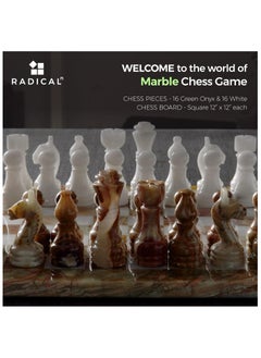 RADICALn Radicaln Chess Set Handmade Green Onyx and White Full Marble Chess Board Game Set  - Image 3