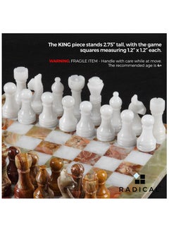RADICALn Radicaln Chess Set Handmade Green Onyx and White Full Marble Chess Board Game Set  - Image 4