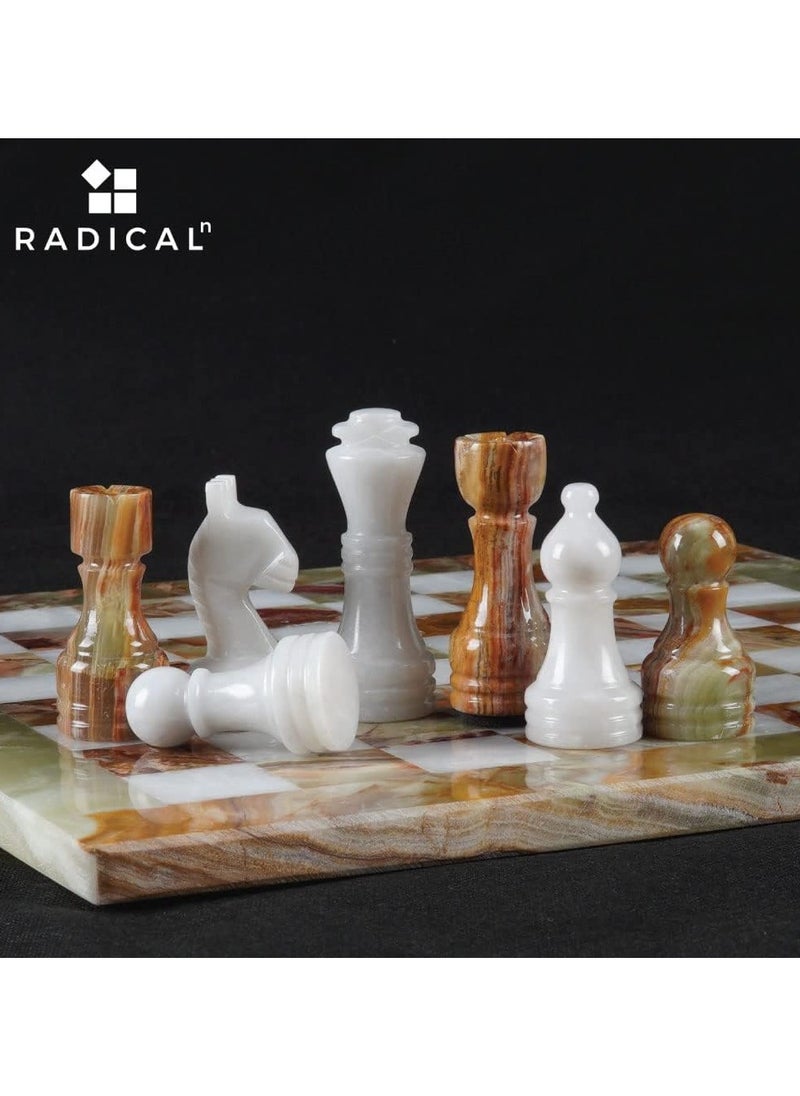 Radicaln Chess Set Handmade Green Onyx and White Full Marble Chess Board Game Set