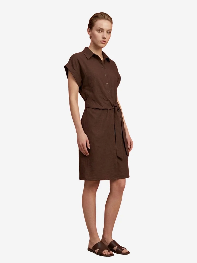 ماي فاشن MY FASHION Cotton Poplin Mini Shirt Dress