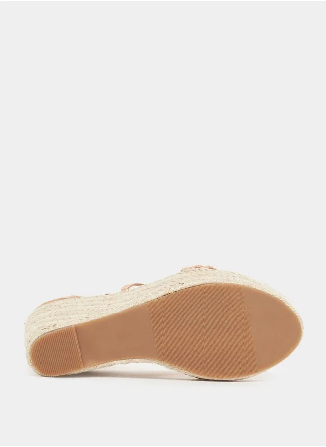 ستايلي Textured Ankle Strap Wedge Sandals