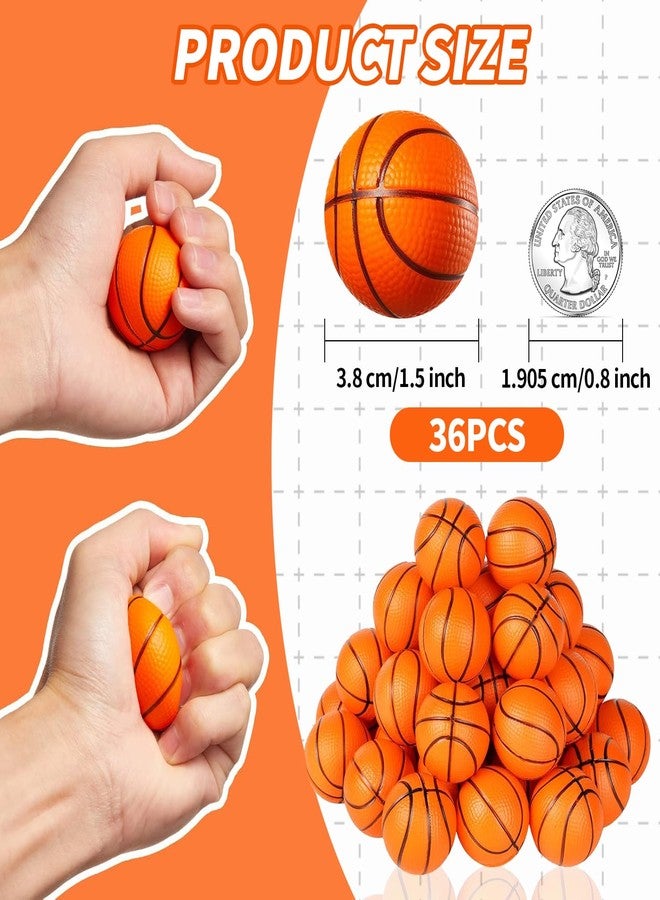 WELLVO Basketballs Party Favors 36 Pack Mini Basketball Stress Balls Relief Toys Foam Sports Balls for Kids Goodie Bag Stuffers Classroom Prizes Football Party Decorations(1.6 inch) - Image 2
