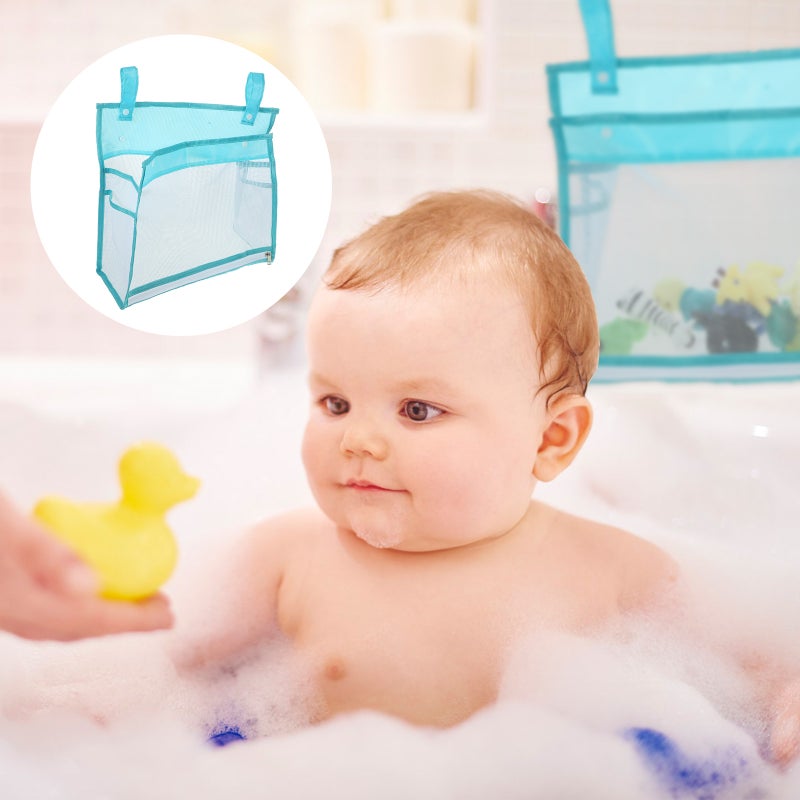 🚽 حقيبة تخزين ألعاب الاستحمام شبكية معلقة متعددة الاستخدام مع تهوية للتجفيف قطعتان - Image 2