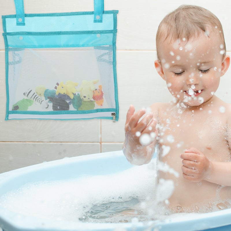🚽 حقيبة تخزين ألعاب الاستحمام شبكية معلقة متعددة الاستخدام مع تهوية للتجفيف قطعتان - Image 3