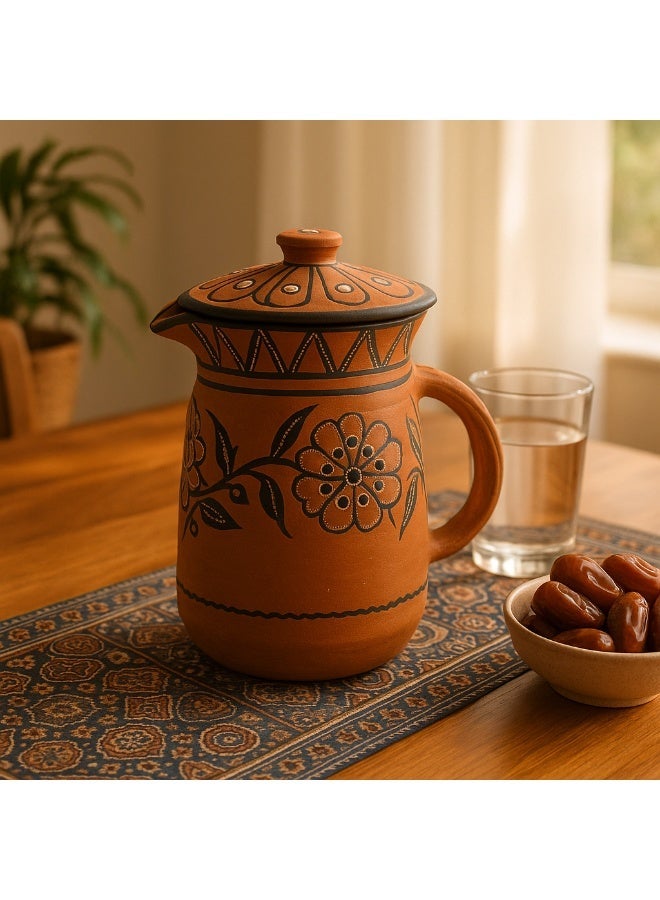 ARK DhaaroVibes 1L Handmade Clay Water Jug – Terracotta Pitcher (22 CM X 16.5 CM), Eco-Friendly & Chemical-Free, Natural Cooling, pH Balancing & Alkaline Water Storage. - Image 4