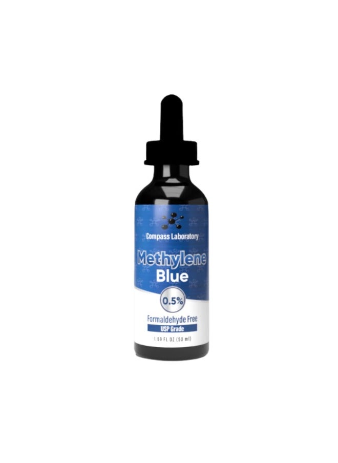 COMPASS LABORATORY Methylene Blue 0.5% | Usp-Grade Methylthioninium Chloride Liquid | High Purity Dietary Supplement For Brain Function & Cognitive Health | No Formaldehyde (1) 50Ml Glass Bottle  - Image 1