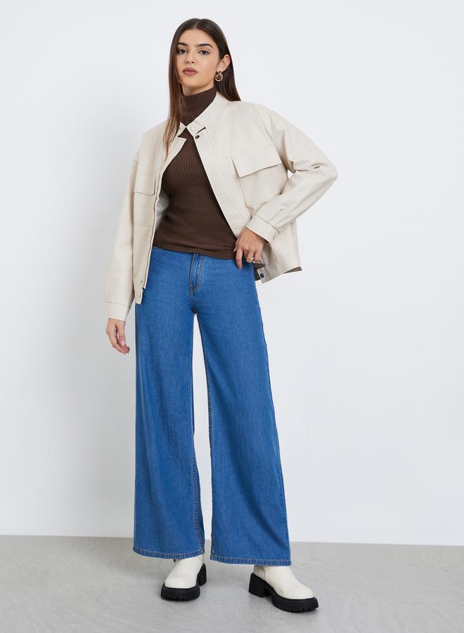 ستايلي جاكيت بومبر بجلد صناعي وقصة عادية - Image 2