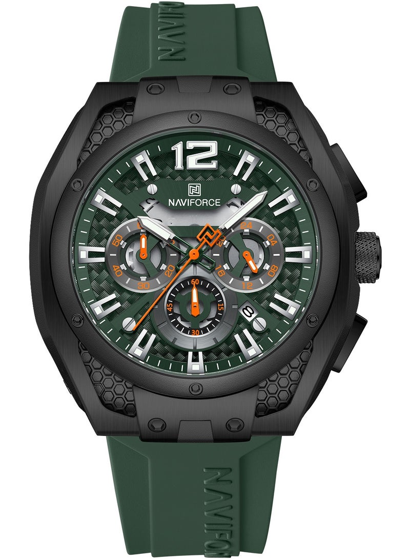 NAVIFORCE New Fumed Silica Band Analog Chronograph Wrist Watch For Men NF8063 B/GN/GN -46mm - Green - Image 1