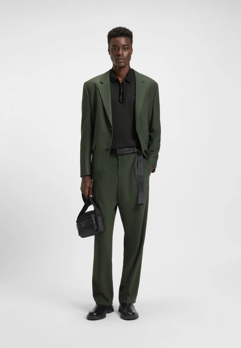 HUGO Cotton-blend polo shirt with zip placket
