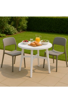 ALMUFARREJ Round Table White Plastic 90 cm  - Image 4